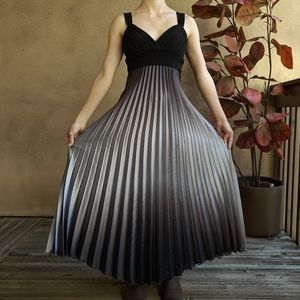 Black and Metallic Pleated Gown